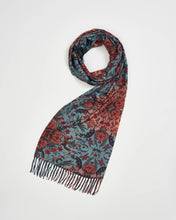 Load image into Gallery viewer, Folksy Fox Teal Winter Scarf by Fable England