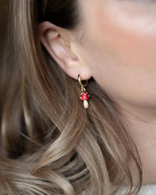 Load image into Gallery viewer, Enamel Mushroom Huggie Earrings by Fable England
