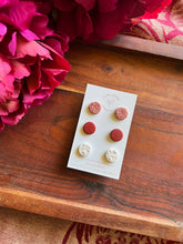 Load image into Gallery viewer, Red and Earthy Pink Stud Pack (3 Pack) by Lumu Moon