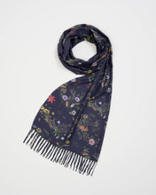Load image into Gallery viewer, Navy Running Bunny Toile Fringe Scarf by Fable England