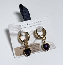 Load image into Gallery viewer, Heart's Accelerated Huggie Hoop Earring Gold - Plum Druzy by Luna Norte