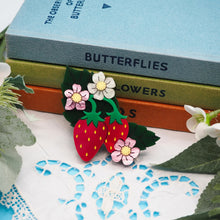 Load image into Gallery viewer, Strawberry and blossom flower brooch