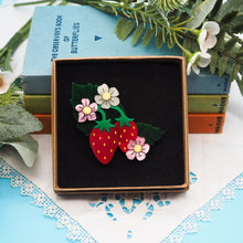Load image into Gallery viewer, Strawberry and blossom flower brooch