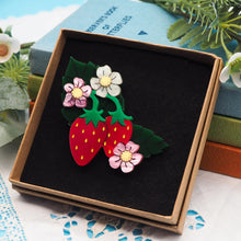 Load image into Gallery viewer, Strawberry and blossom flower brooch