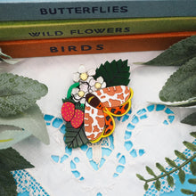 Load image into Gallery viewer, Garden Tiger Moth and Strawberry Brooch