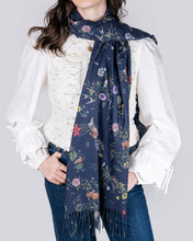 Load image into Gallery viewer, Navy Running Bunny Toile Fringe Scarf by Fable England