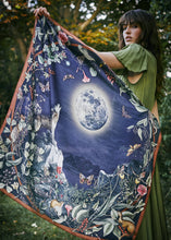 Load image into Gallery viewer, Fable England Wolf Garden Square Scarf in soft silk material, woodland print, available at Betty Blossom, Australian-based stockist