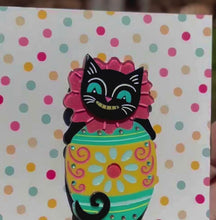 Load and play video in Gallery viewer, Lipstick & Chrome x Johanna Parker Eggcellent Black Cat Brooch