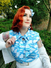 Load image into Gallery viewer, Retrolicious Clouds Bow Top (Sizes S & 1X left)