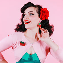 Load image into Gallery viewer, Betty Blossom Berry Sweet handmade acrylic strawberry brooch