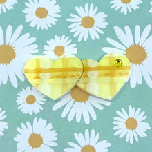 Load image into Gallery viewer, Betty Blossom Quirky Vintage Style Handmade Yellow Plaid Sweethearts Brooch Sydney Australia