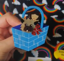 Load image into Gallery viewer, Dolly Dimple Design Dog In Basket Brooch - Brown