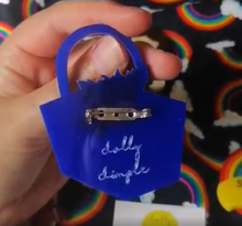 Load image into Gallery viewer, Dolly Dimple Design Dog In Basket Brooch - Brown