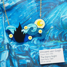 Load image into Gallery viewer, Dolly Dimple Design 'The Starry Night' Necklace and Mini Label Brooch Set