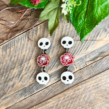 Load image into Gallery viewer, Skull Rose Earrings by PolyPaige