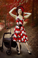 Load image into Gallery viewer, Skulls and roses print dress