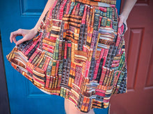 Load image into Gallery viewer, Vintage book print knee length A-line skirt