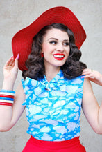 Load image into Gallery viewer, Retrolicious Clouds Bow Top (Sizes S & 1X left)
