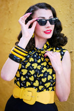 Load image into Gallery viewer, Honey hives print 1950s style bow top