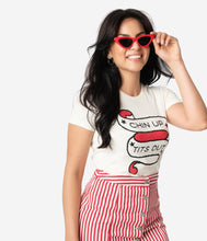 Load image into Gallery viewer, Unique Vintage Cream Chin Up Tits Out Womens Tee