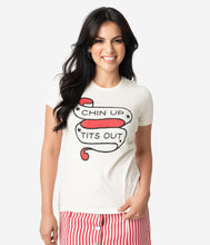 Load image into Gallery viewer, Unique Vintage Cream Chin Up Tits Out Womens Tee