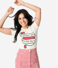 Load image into Gallery viewer, Unique Vintage Cream Chin Up Tits Out Womens Tee