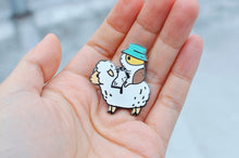 Load image into Gallery viewer, Noristudio Bubu the Guinea Pig Knitter Enamel Lapel Pin Betty Blossom Australia