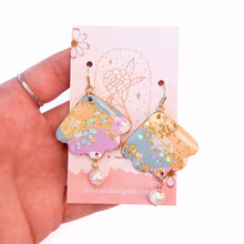 Load image into Gallery viewer, Pastel Rainbow Fan Pearl Earrings by Isla &amp; Marigold
