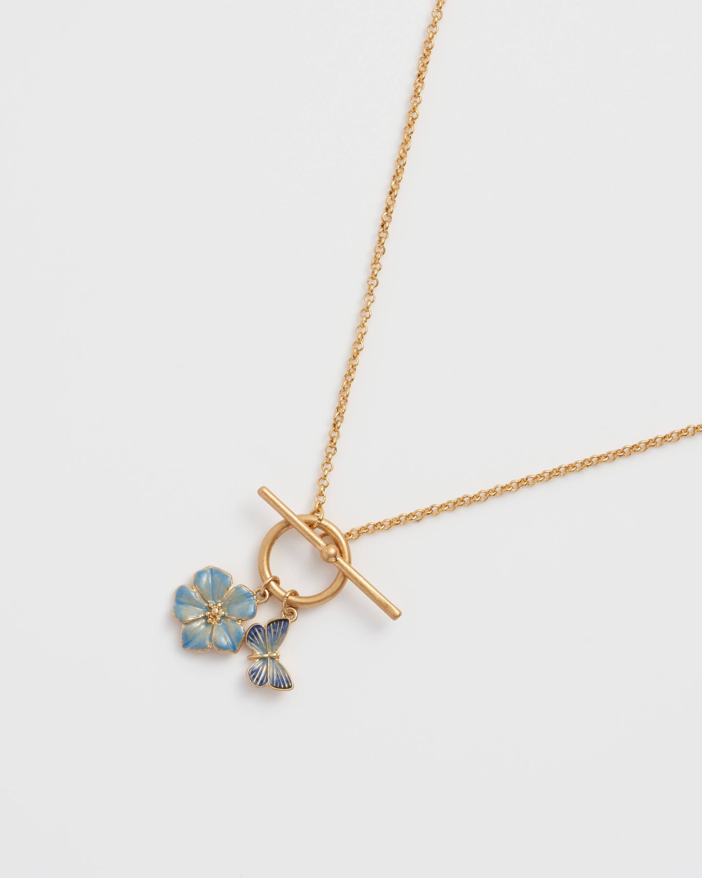 Forget Me Not Charm Toggle Necklace by Fable England