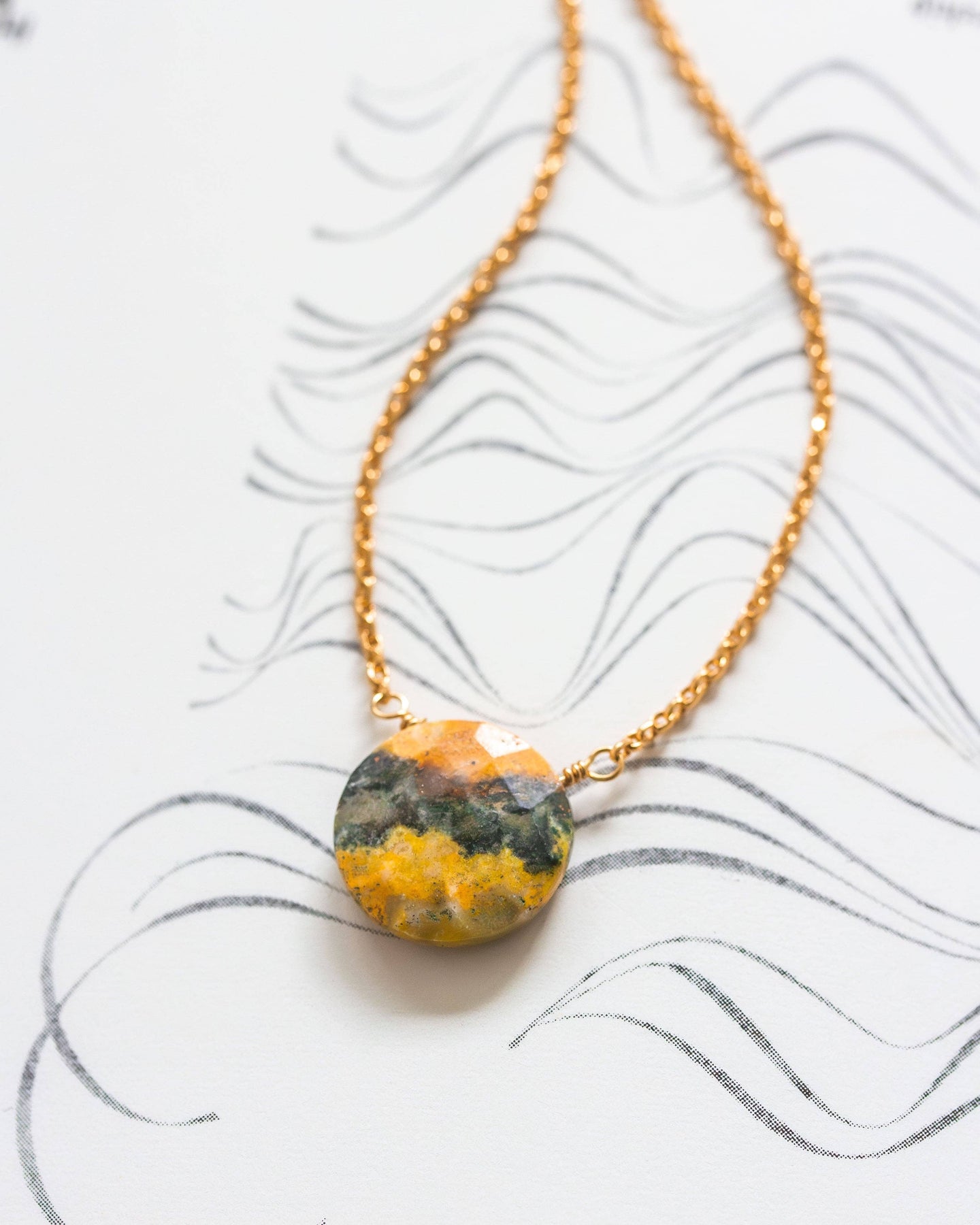 Gem in the Moon Gemstone Necklace - Bumblebee Jasper by Luna Norte