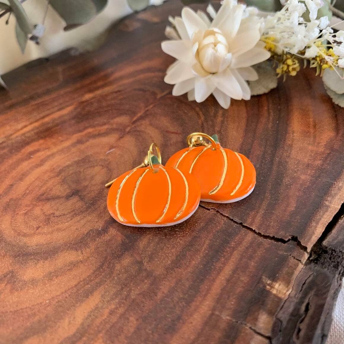 Pumpkin Porcelain Earrings by Wolf and Clay