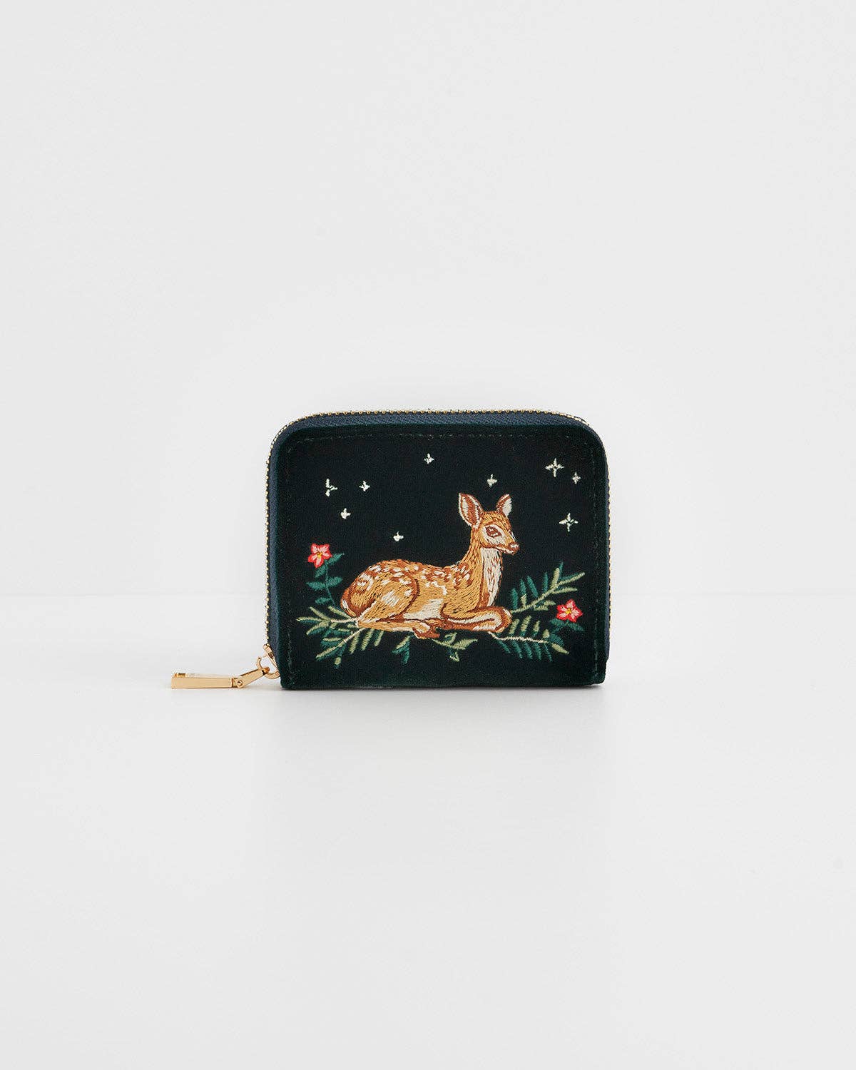 Fawn Embroidered Fawn Small Purse in Green by Fable England