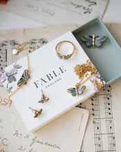 Load image into Gallery viewer, Deco Butterfly Blue Enamel Brooch by Fable England
