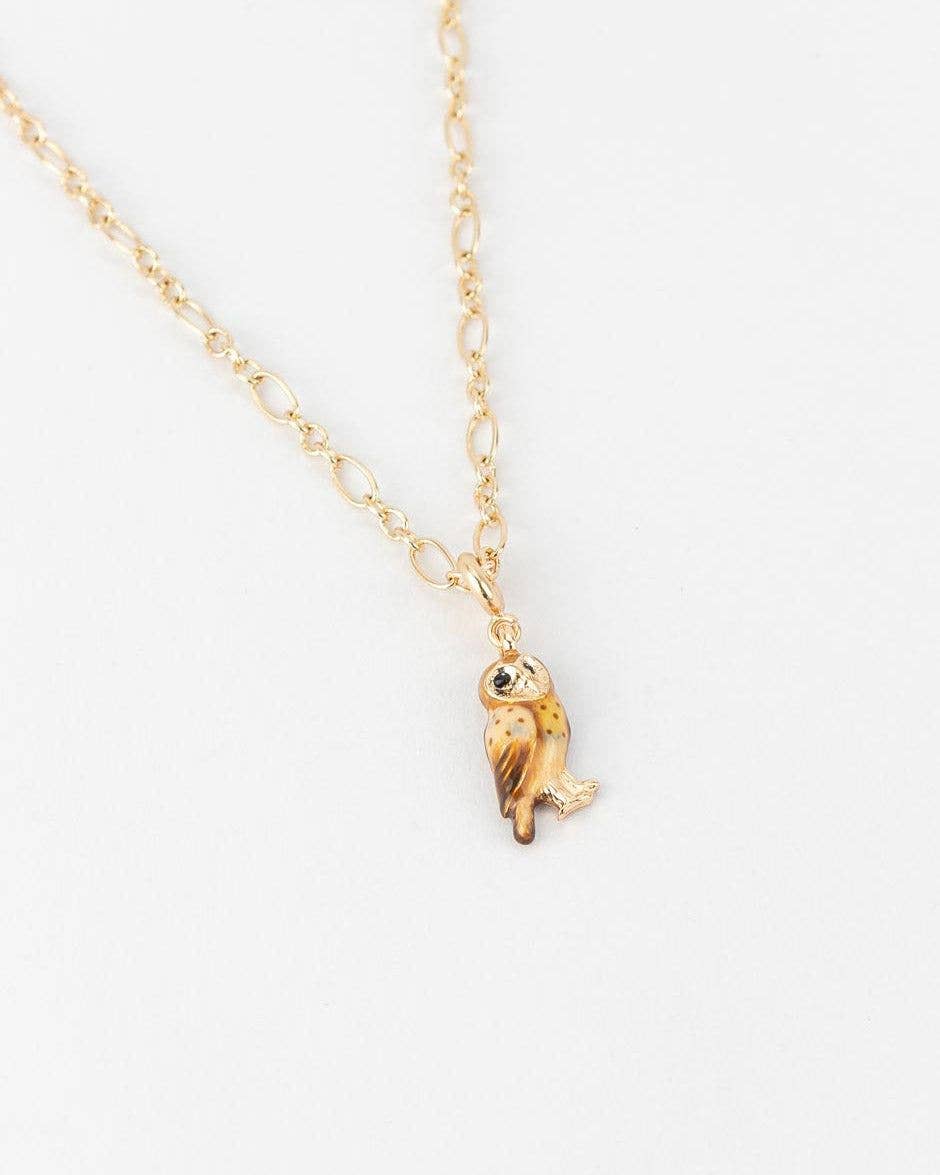 Barn Owl Enamel Collector Chain Necklace by Fable England