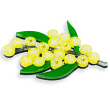 Load image into Gallery viewer, Betty Blossom Orgalica handmade acrylic colourful wattle brooch Sydney Australia
