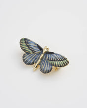 Load image into Gallery viewer, Deco Butterfly Blue Enamel Brooch by Fable England
