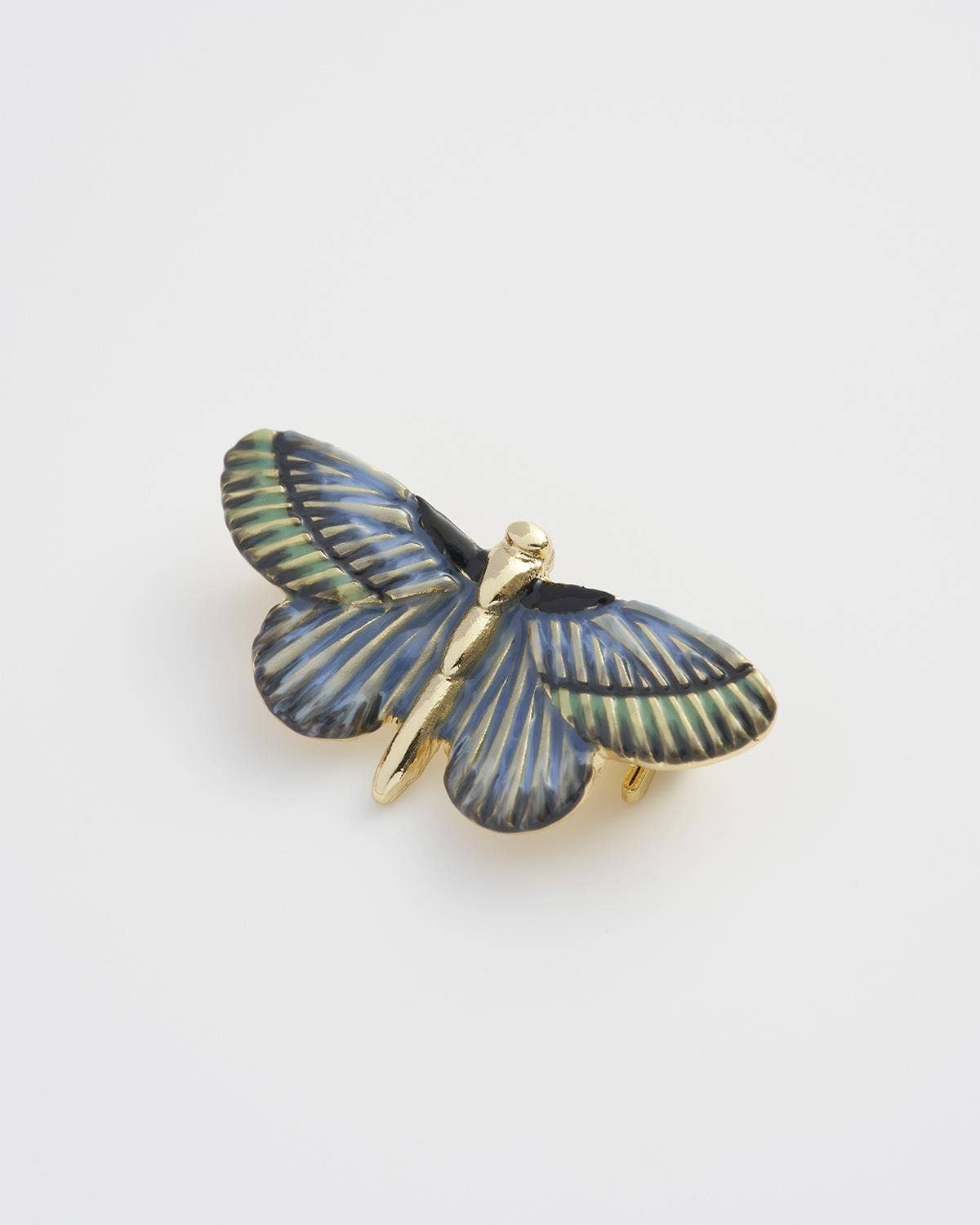 Deco Butterfly Blue Enamel Brooch by Fable England