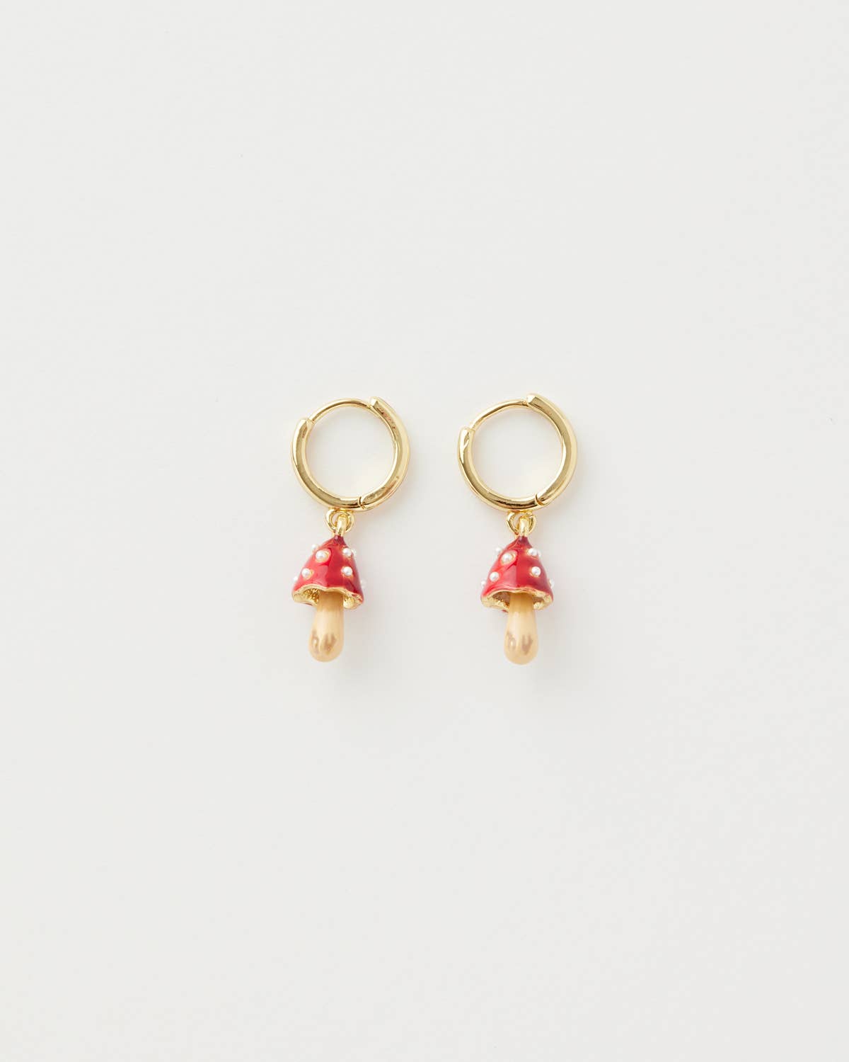 Enamel Mushroom Huggie Earrings by Fable England