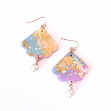 Load image into Gallery viewer, Pastel Rainbow Fan Pearl Earrings by Isla &amp; Marigold
