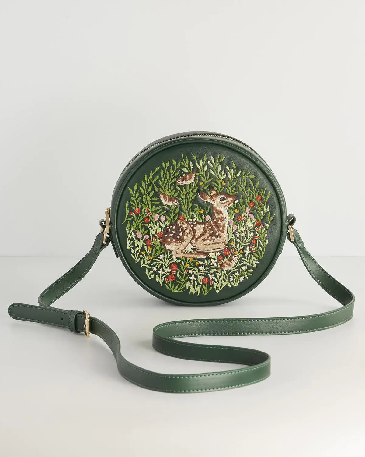 FABLE Chloe Fawn Embroidered Circle Purse - Green