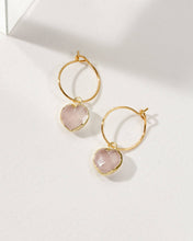 Load image into Gallery viewer, Conversation Heart Mini Hoop Earrings - Rose Quartz by Luna Norte
