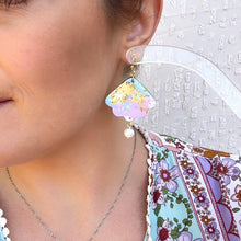 Load image into Gallery viewer, Pastel Rainbow Fan Pearl Earrings by Isla &amp; Marigold
