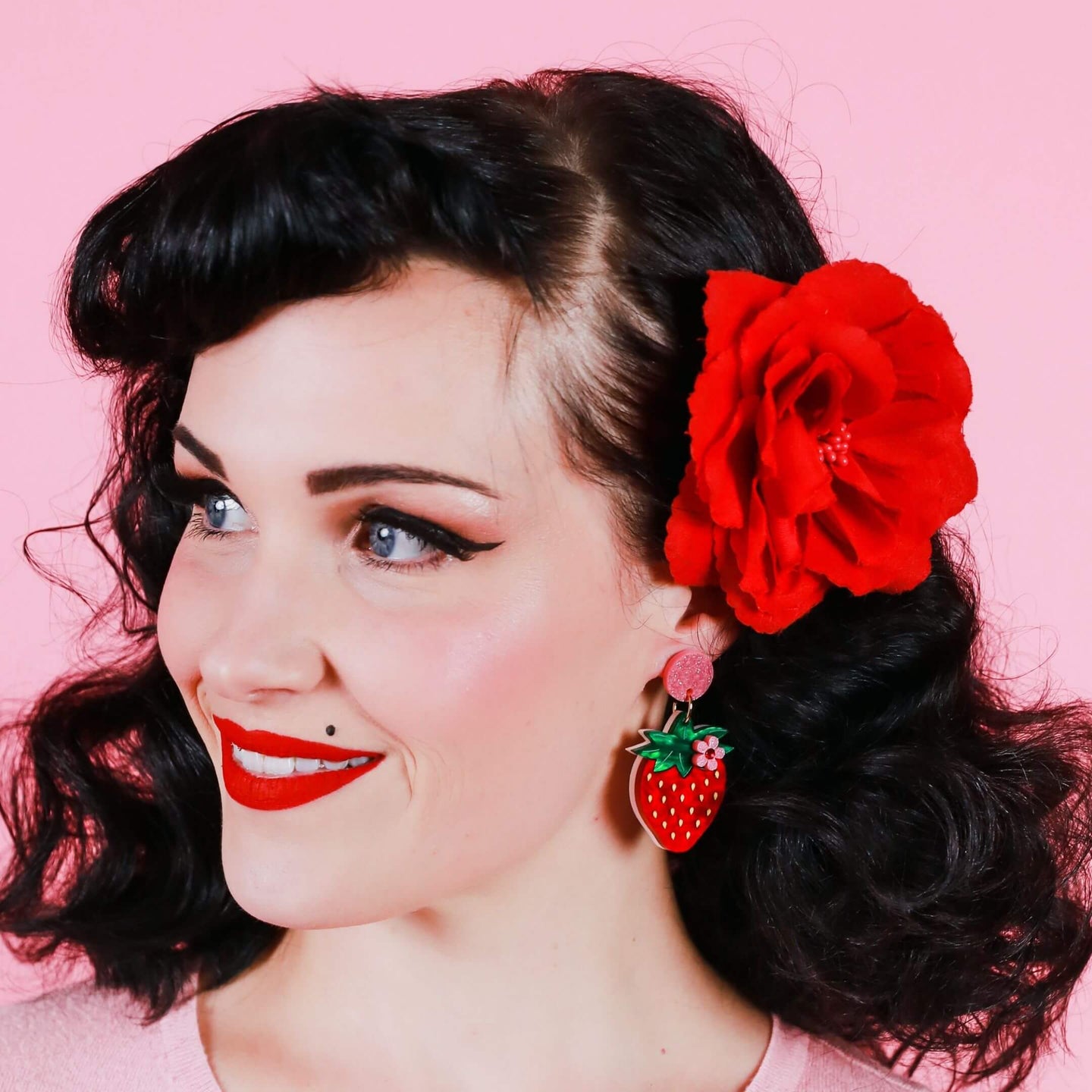 Betty Blossom Berry Sweet Strawberry Dangle Earrings