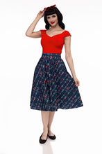 Load image into Gallery viewer, Retrolicious heartbreaker print Longer Length Vintage Style Skirt
