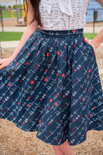 Load image into Gallery viewer, Retrolicious heartbreaker print Longer Length Vintage Style Skirt
