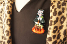 Load image into Gallery viewer, LaliBlue Witch with Cauldron Brooch
