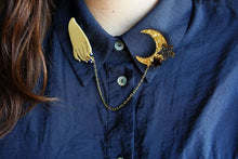 Load image into Gallery viewer, LaliBlue Hand and Moon Double Brooch
