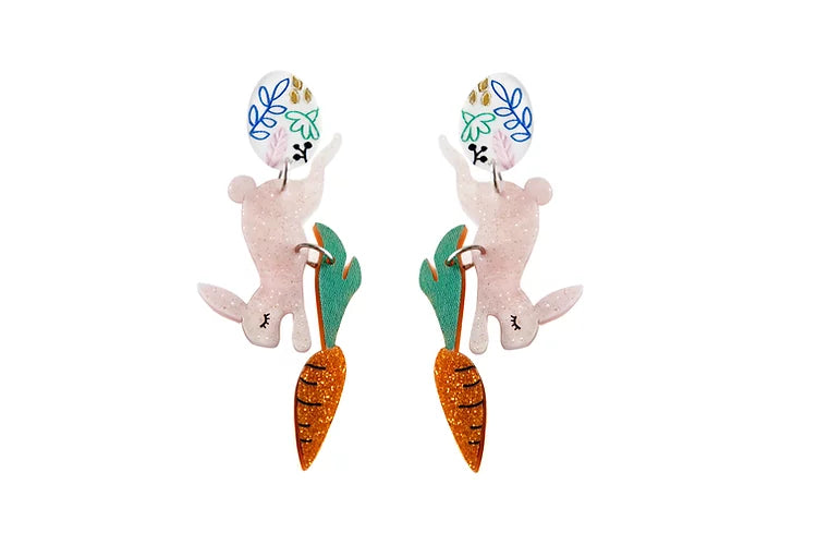 LaliBlue Easter Bunny Earrings with Carrot & Egg