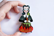 Load image into Gallery viewer, LaliBlue Witch with Cauldron Brooch
