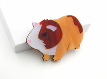 Load image into Gallery viewer, Hand painted acrylic guinea pig brooch
